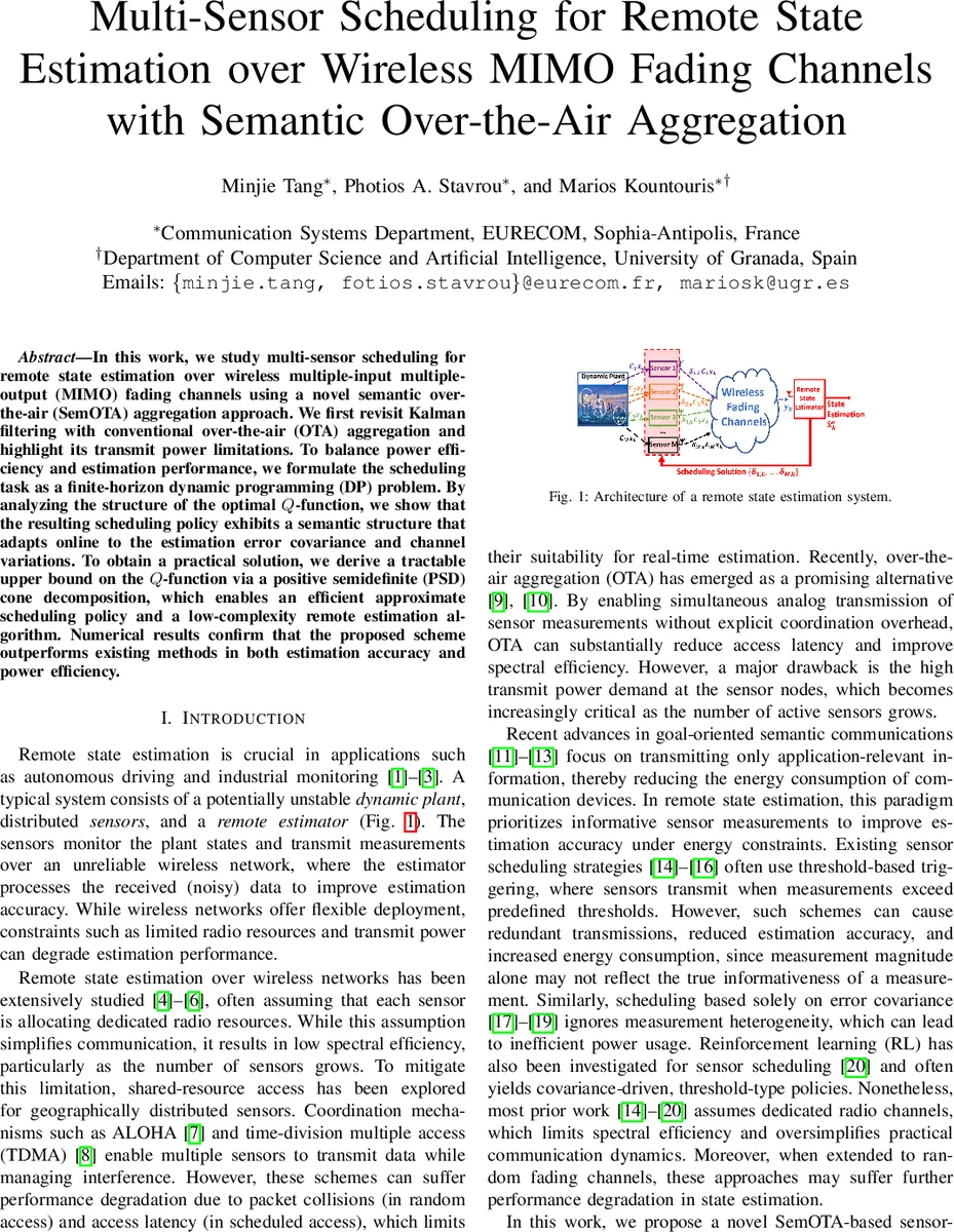 Multi-Sensor Scheduling for Remote State Estimation over Wireless MIMO Fading Channels with Semantic Over-the-Air Aggregation