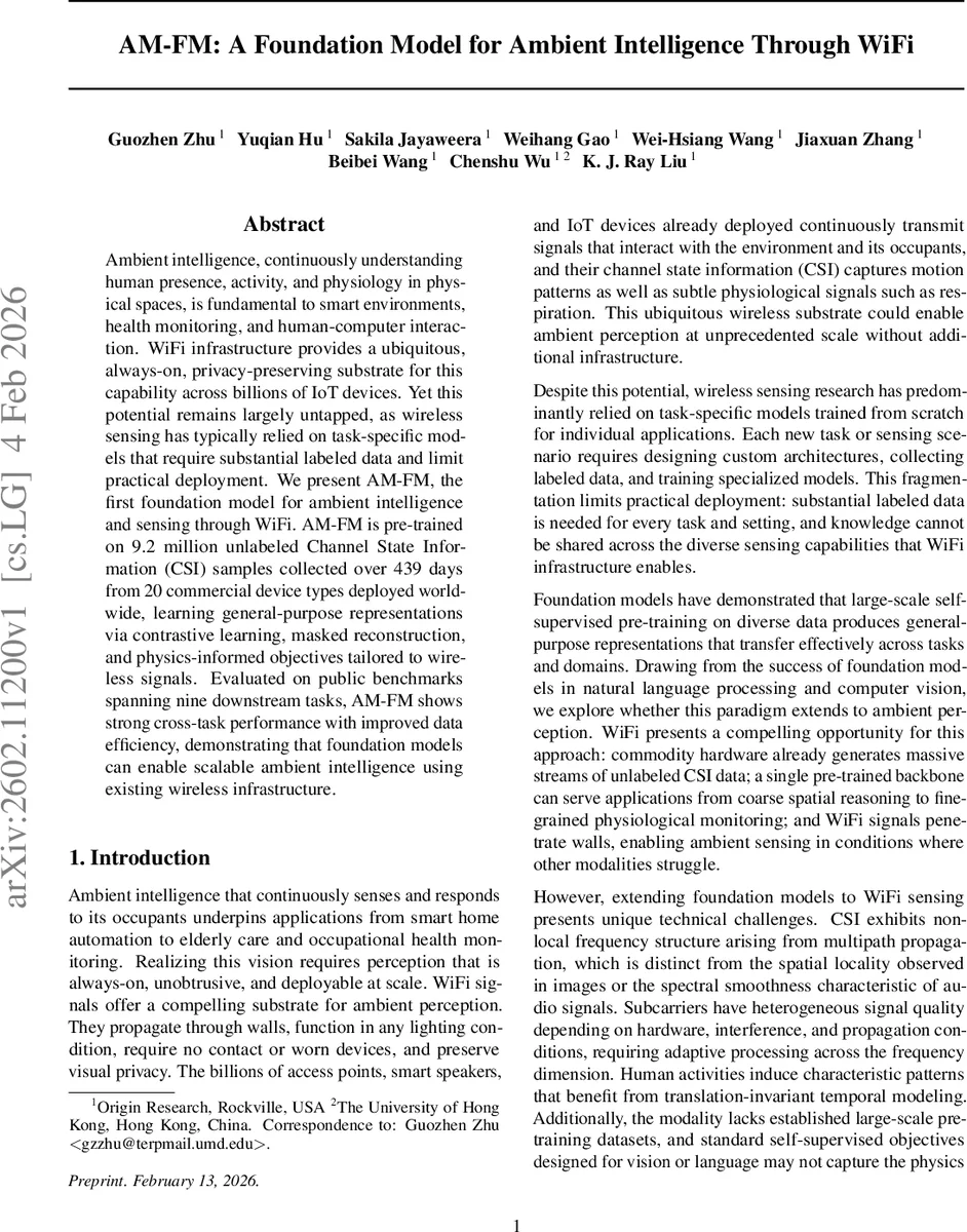 AM-FM: A Foundation Model for Ambient Intelligence Through WiFi