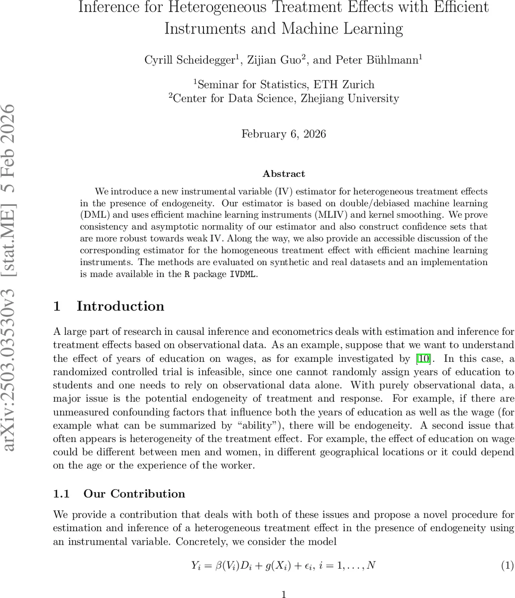 Inference for Heterogeneous Treatment Effects with Efficient Instruments and Machine Learning