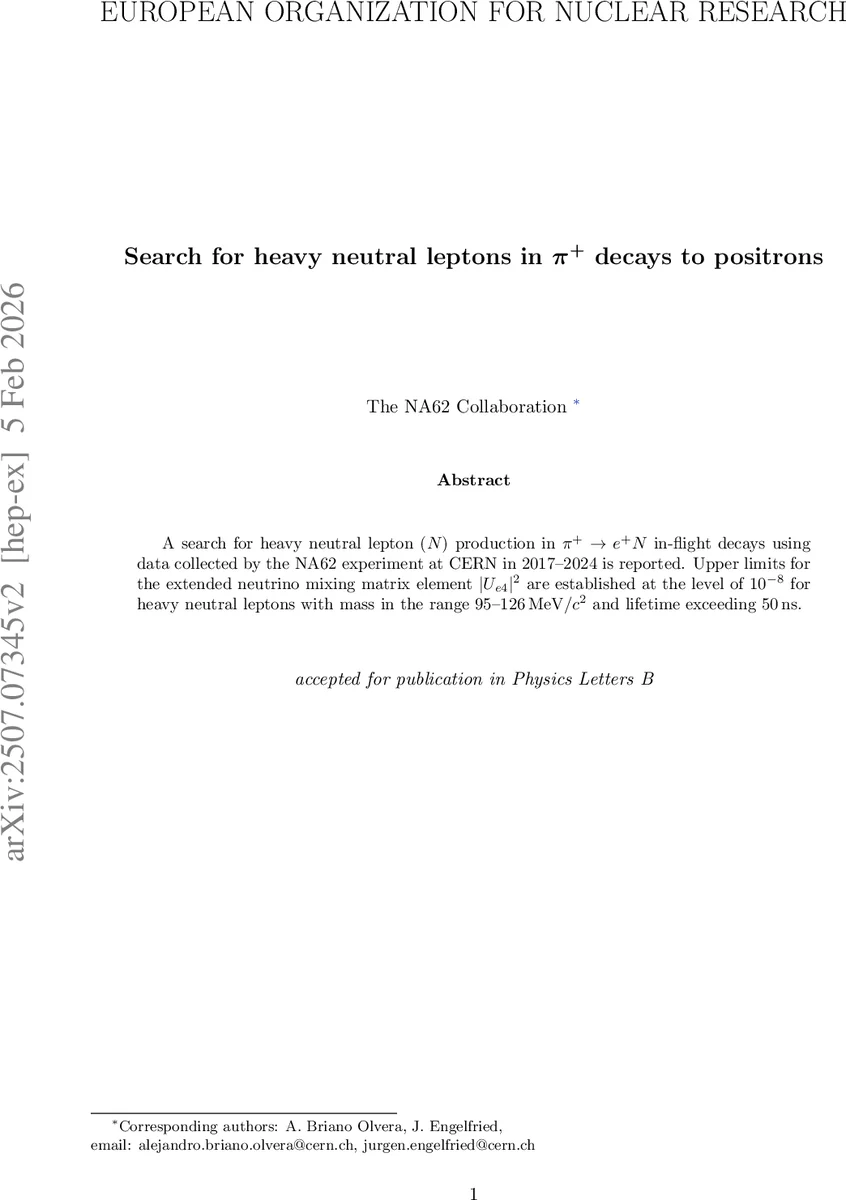 Search for heavy neutral leptons in $π^+$ decays to positrons