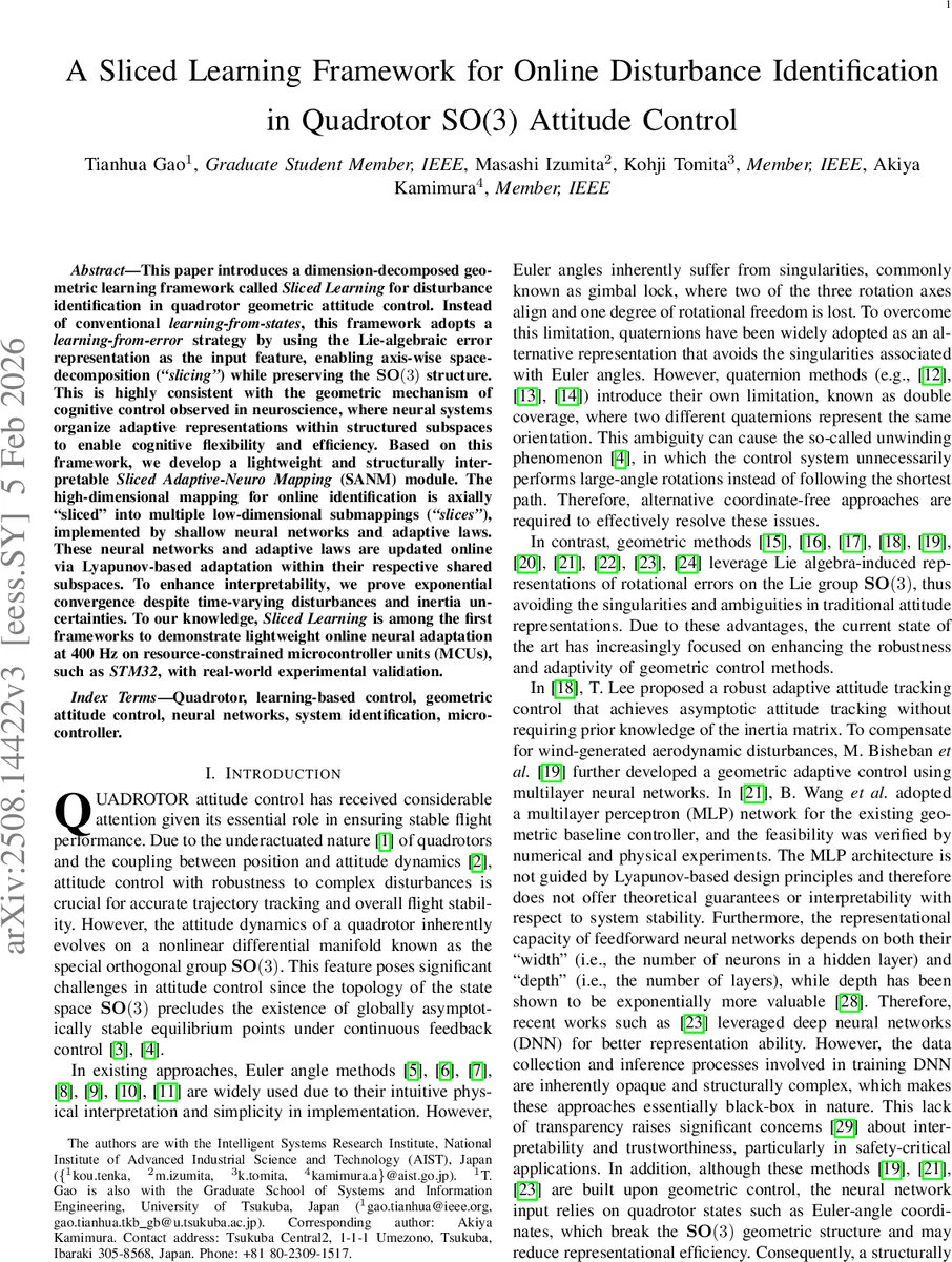 A Sliced Learning Framework for Online Disturbance Identification in Quadrotor SO(3) Attitude Control