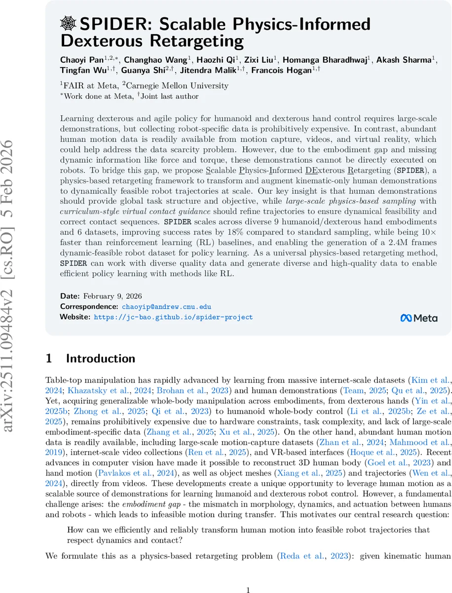 SPIDER: Scalable Physics-Informed Dexterous Retargeting