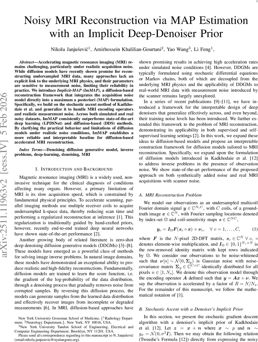 Noisy MRI Reconstruction via MAP Estimation with an Implicit Deep-Denoiser Prior