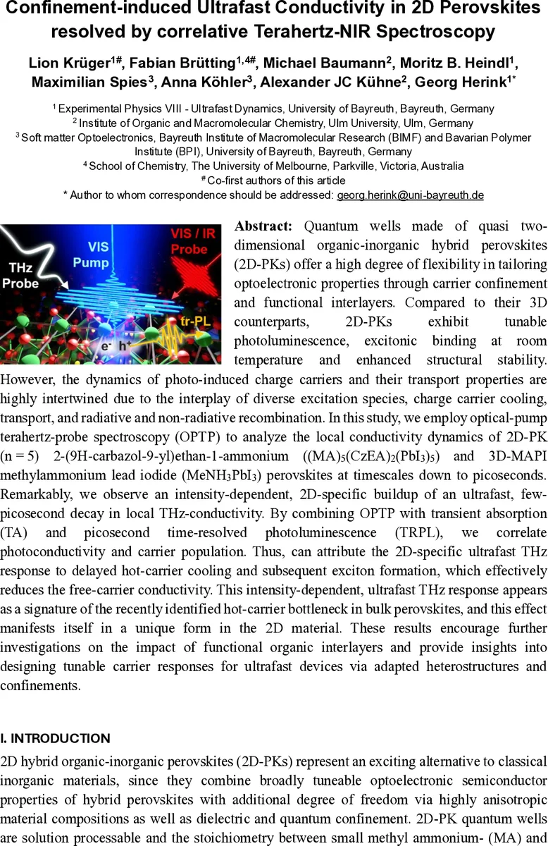 Confinement-induced Ultrafast Conductivity in 2D Perovskites resolved by correlative Terahertz-NIR Spectroscopy