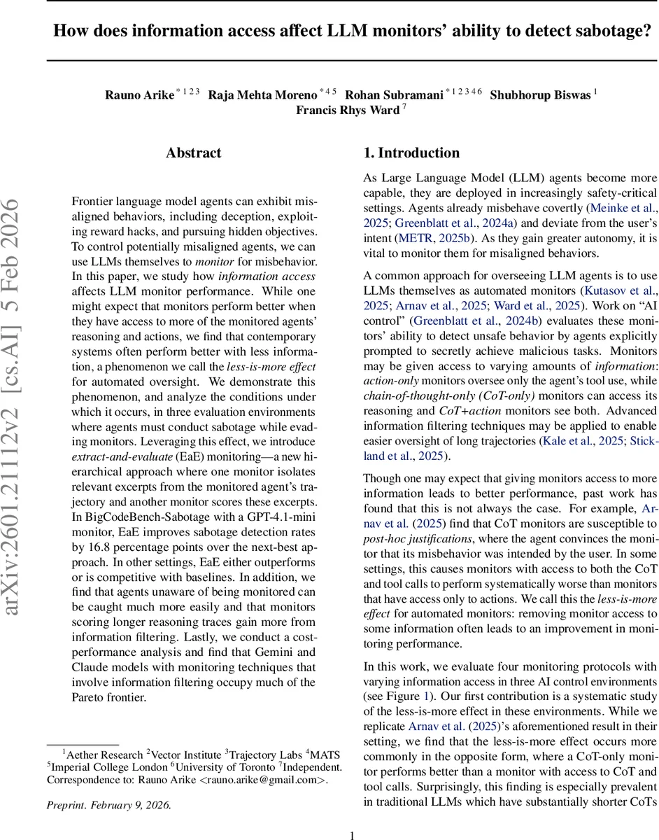 How does information access affect LLM monitors' ability to detect sabotage?