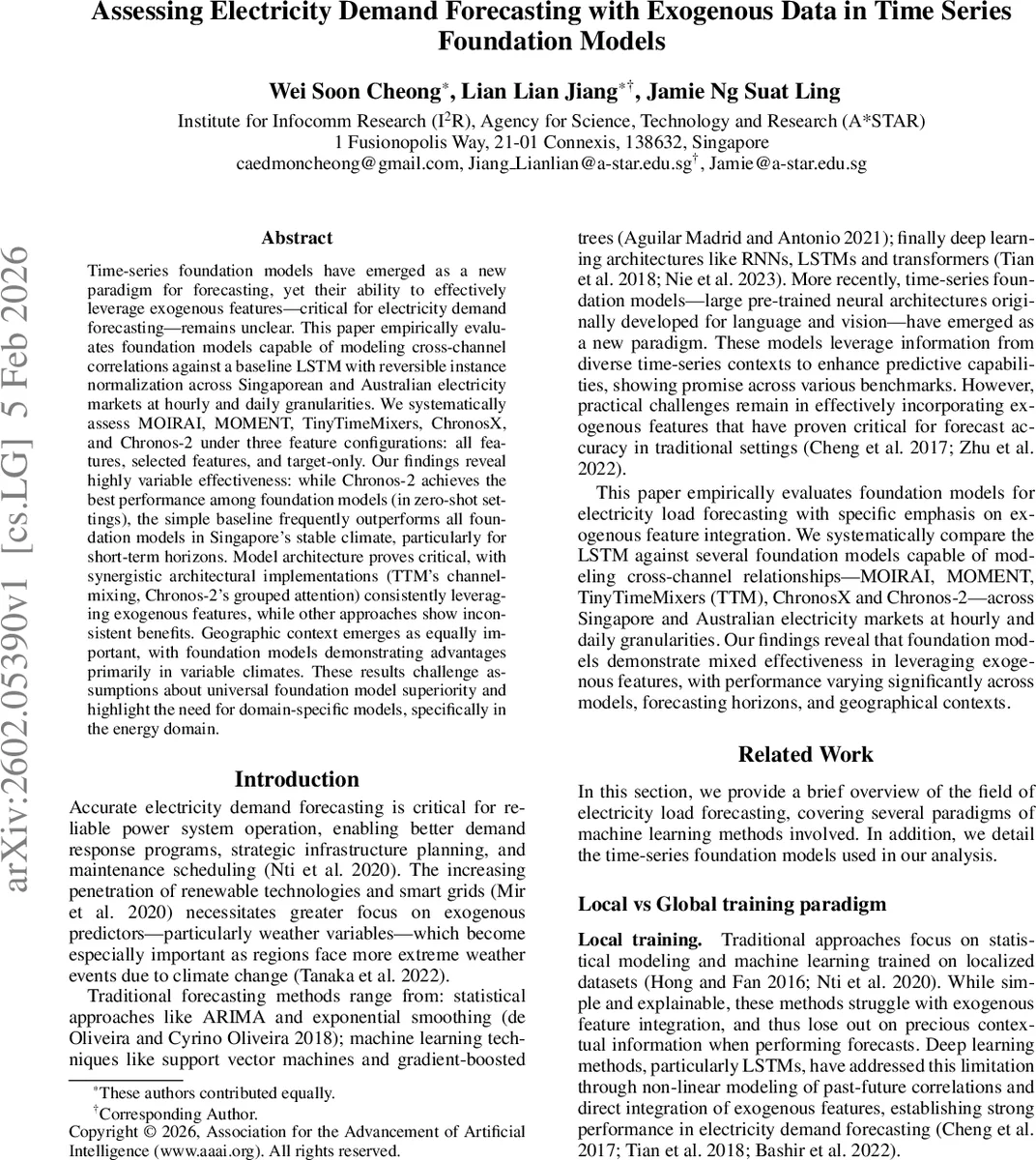 Assessing Electricity Demand Forecasting with Exogenous Data in Time Series Foundation Models