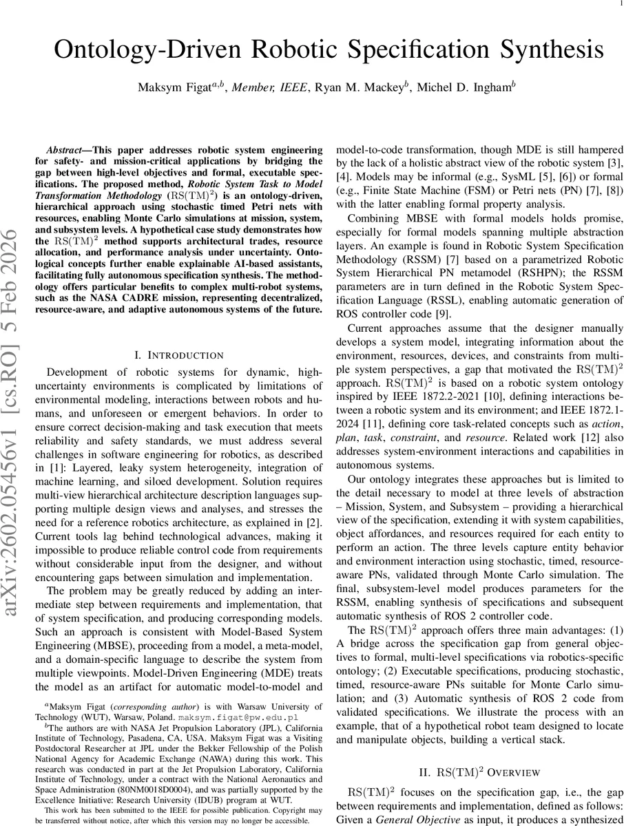 Ontology-Driven Robotic Specification Synthesis