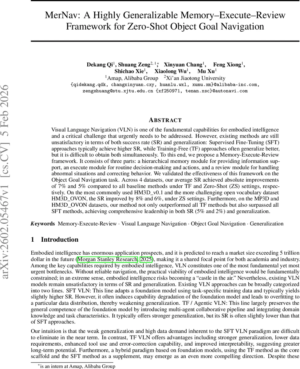 MerNav: A Highly Generalizable Memory-Execute-Review Framework for Zero-Shot Object Goal Navigation