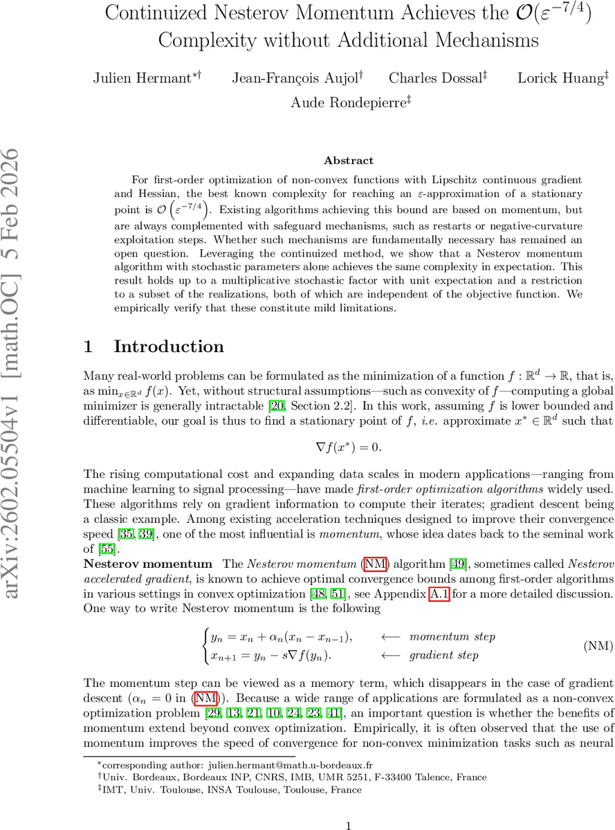 Continuized Nesterov Momentum Achieves the $O(arepsilon^{-7/4})$ Complexity without Additional Mechanisms