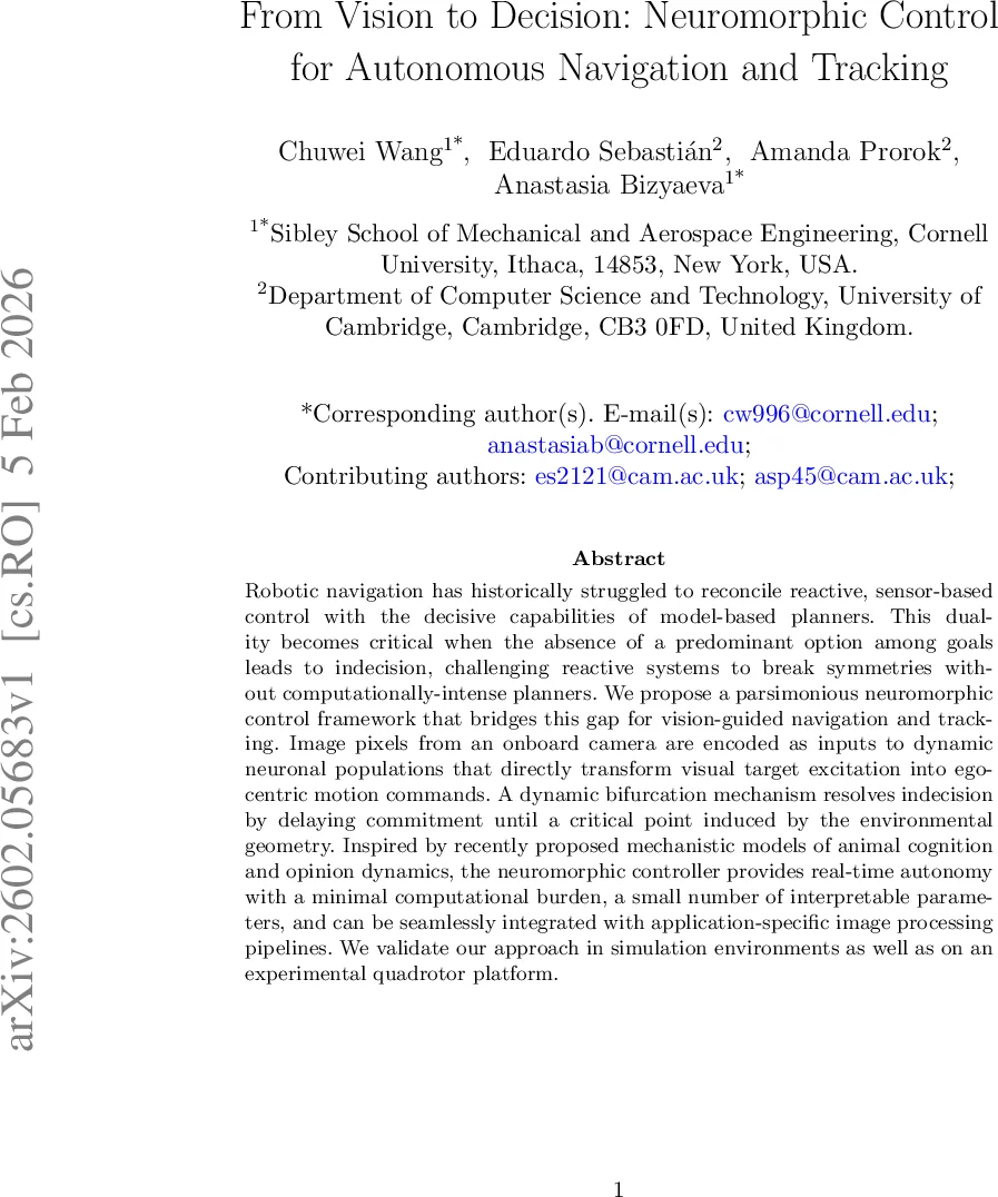 From Vision to Decision: Neuromorphic Control for Autonomous Navigation and Tracking
