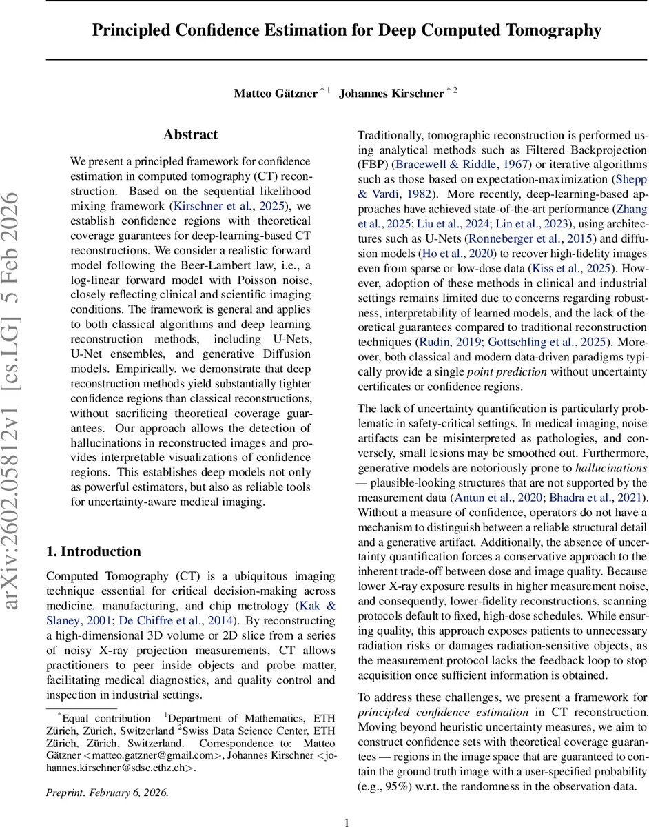 Principled Confidence Estimation for Deep Computed Tomography