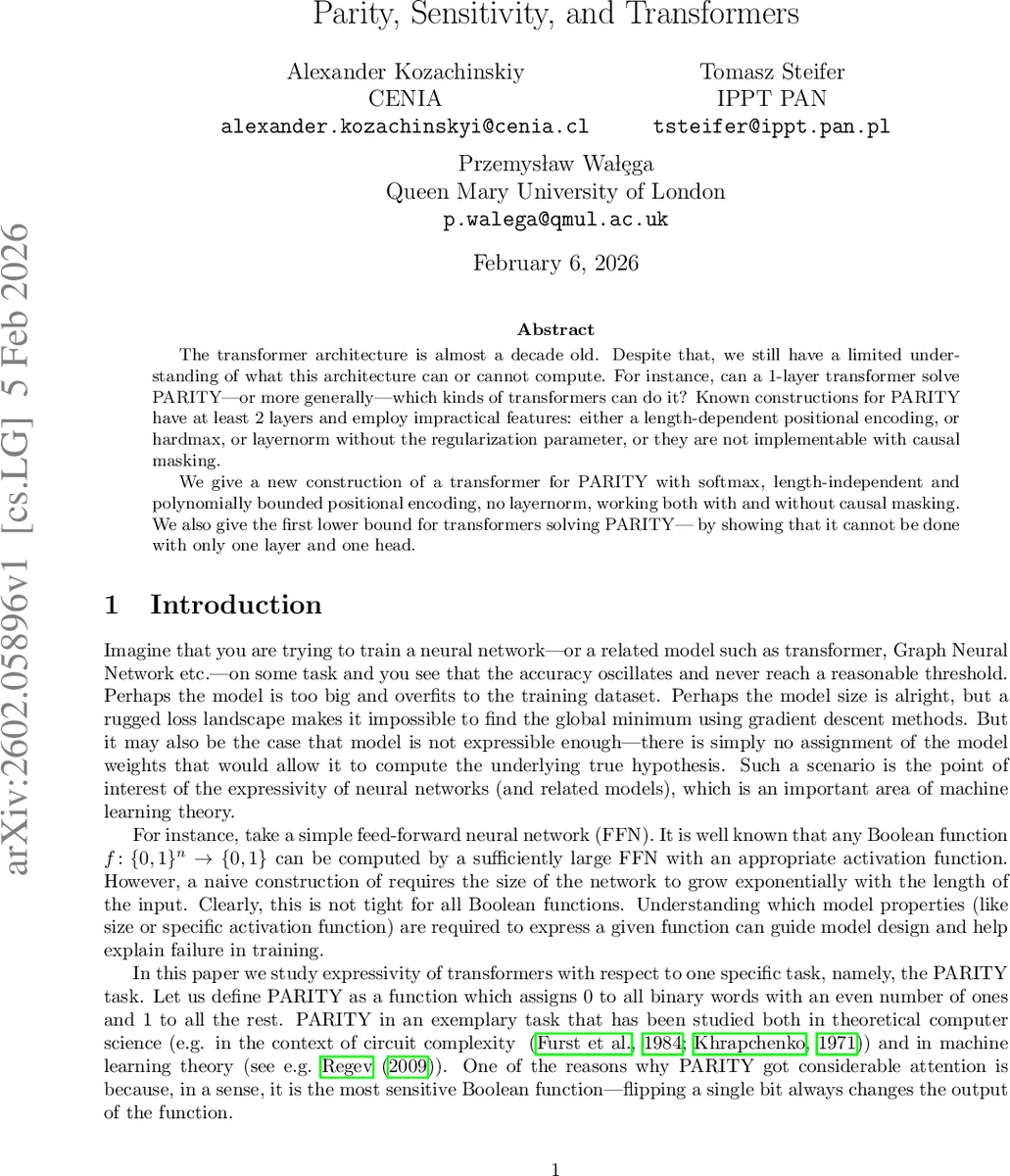 Parity, Sensitivity, and Transformers