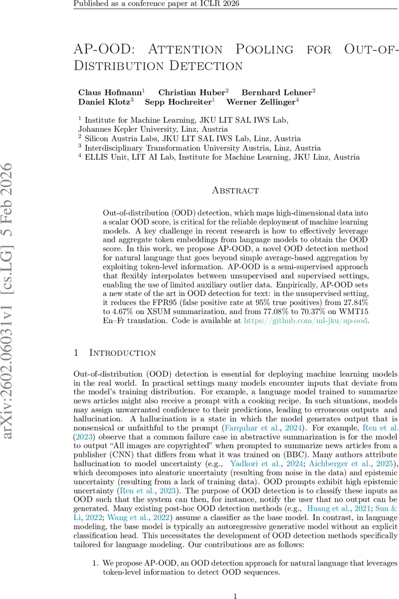 AP-OOD: Attention Pooling for Out-of-Distribution Detection