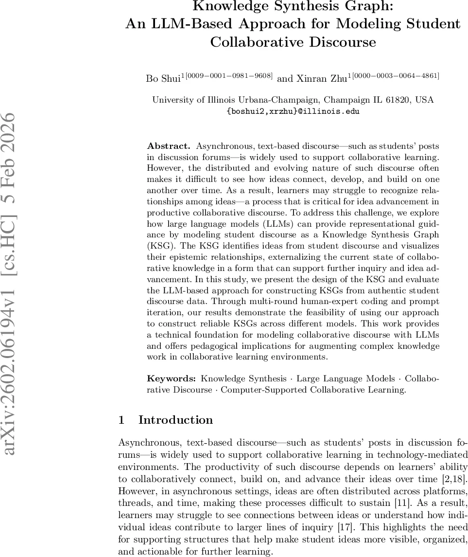 Knowledge Synthesis Graph: An LLM-Based Approach for Modeling Student Collaborative Discourse