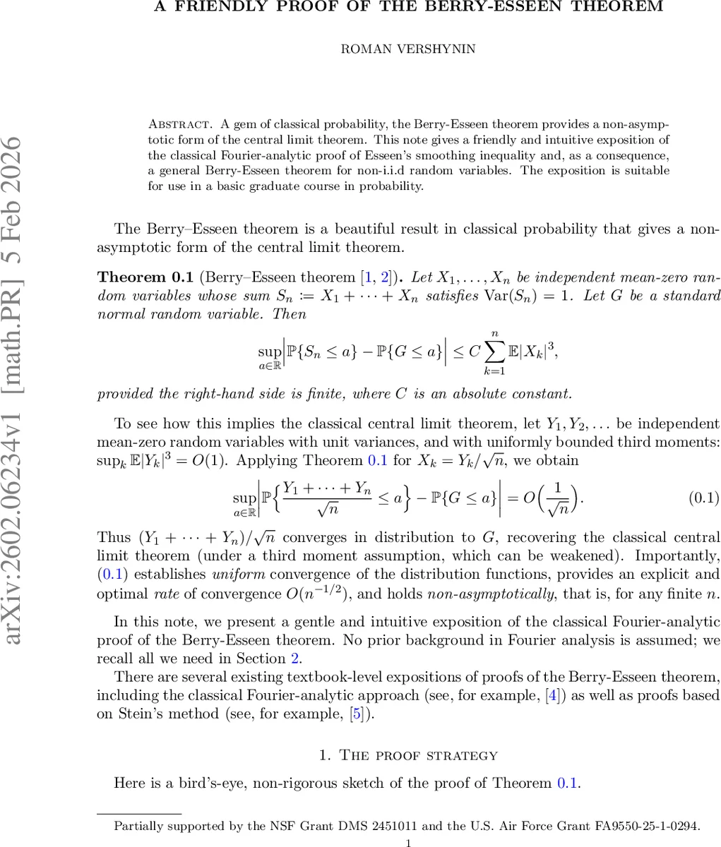 A friendly proof of the Berry-Esseen theorem