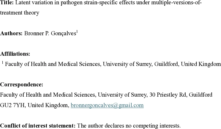 Latent variation in pathogen strain-specific effects under multiple-versions-of-treatment theory