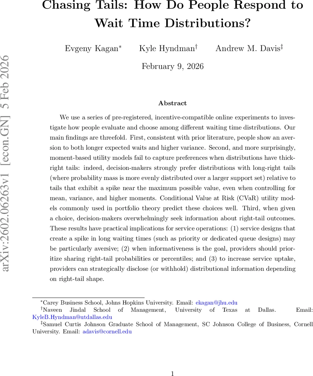 Chasing Tails: How Do People Respond to Wait Time Distributions?