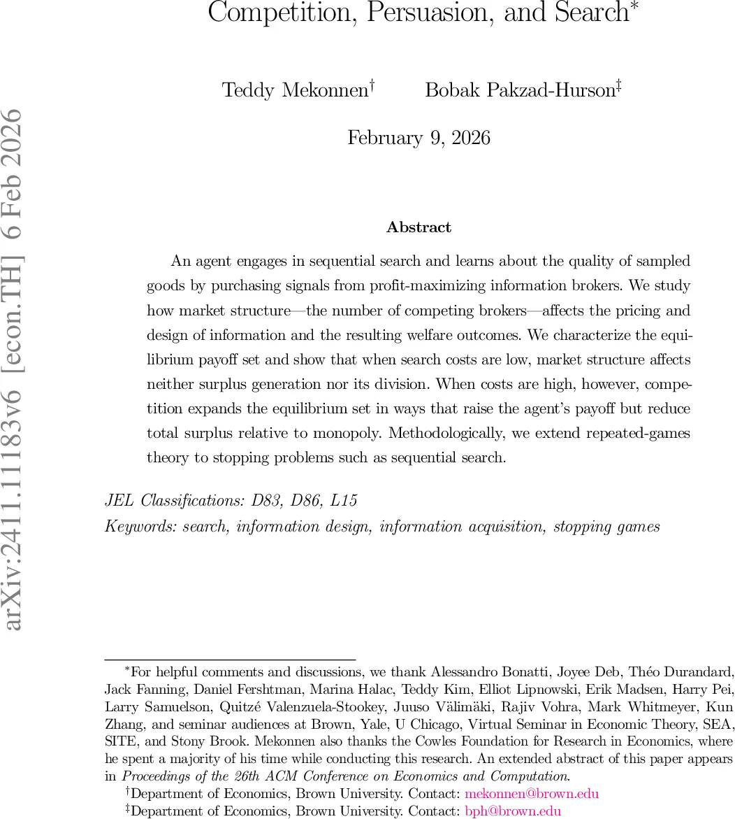 Competition, Persuasion, and Search