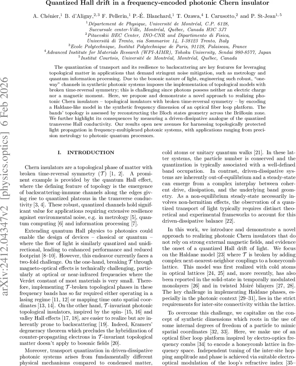 Quantized Hall drift in a frequency-encoded photonic Chern insulator