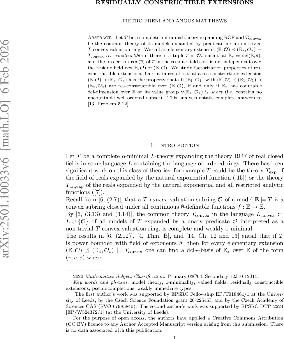 Residually Constructible Extensions
