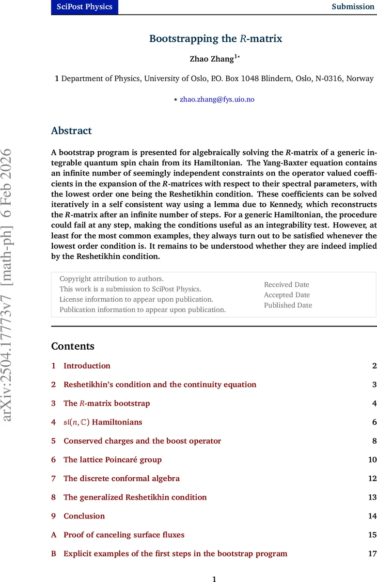 Bootstrapping the $R$-matrix