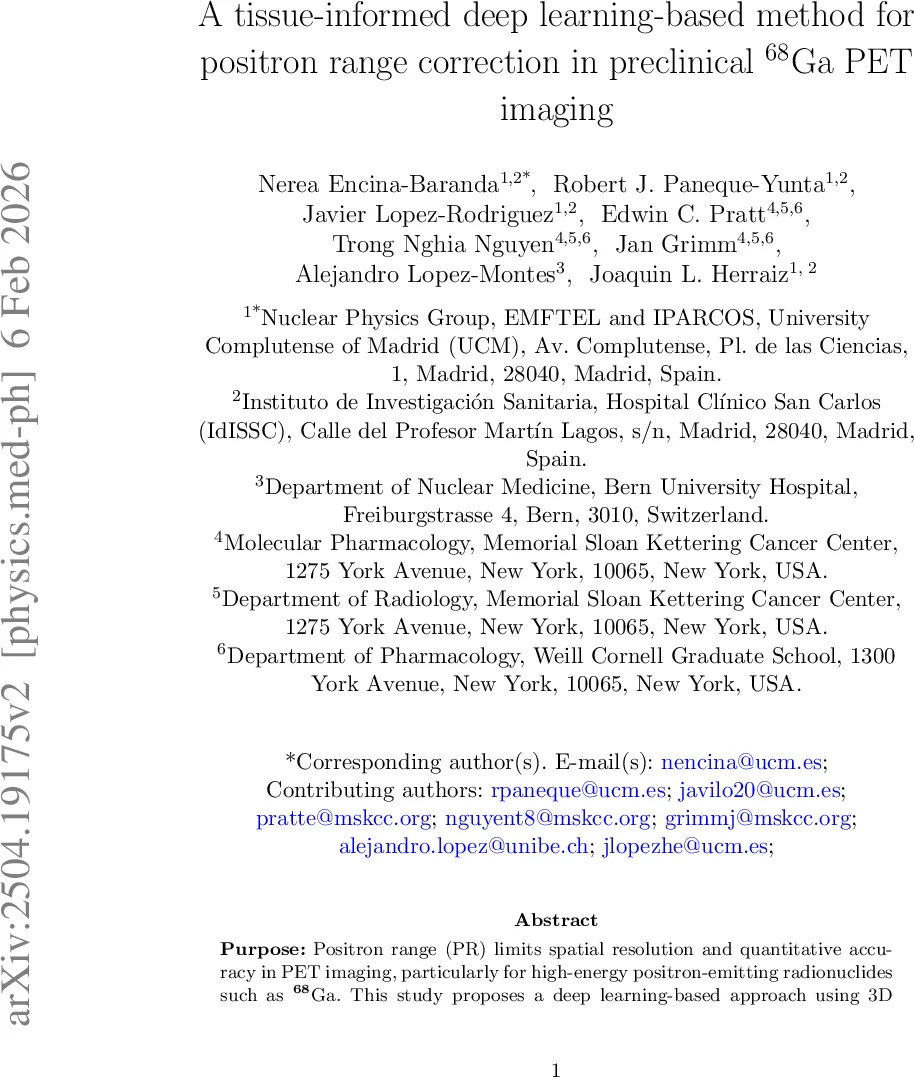 A tissue-informed deep learning-based method for positron range correction in preclinical 68Ga PET imaging