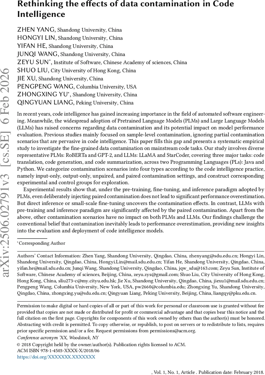 Rethinking the effects of data contamination in Code Intelligence