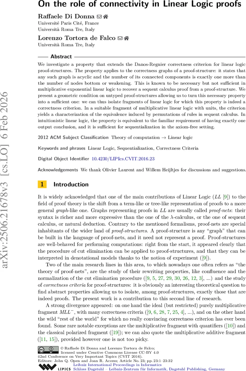 On the role of connectivity in Linear Logic proofs