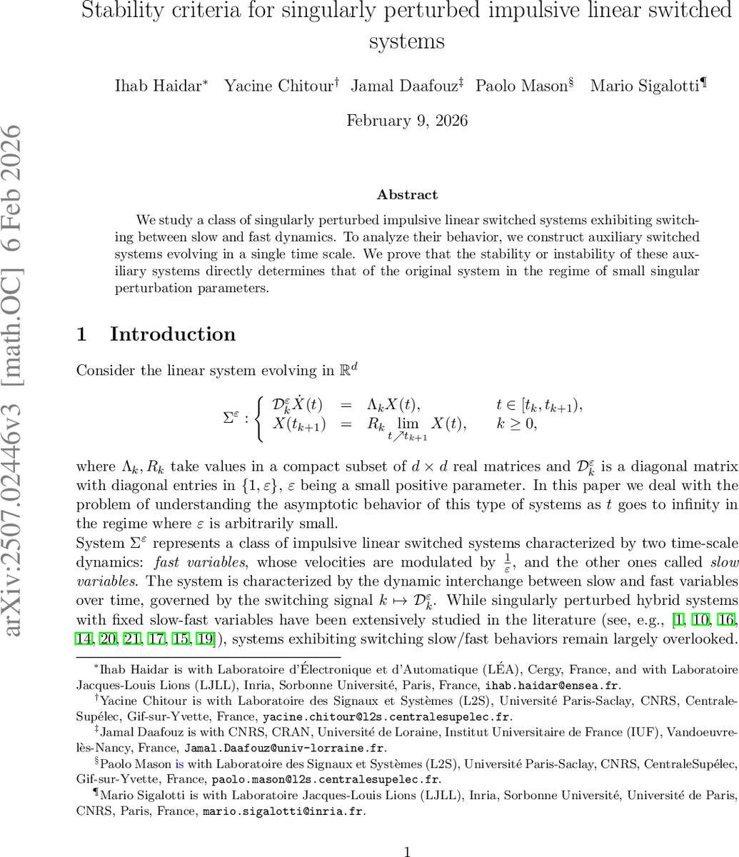 Stability criteria for singularly perturbed impulsive linear switched systems