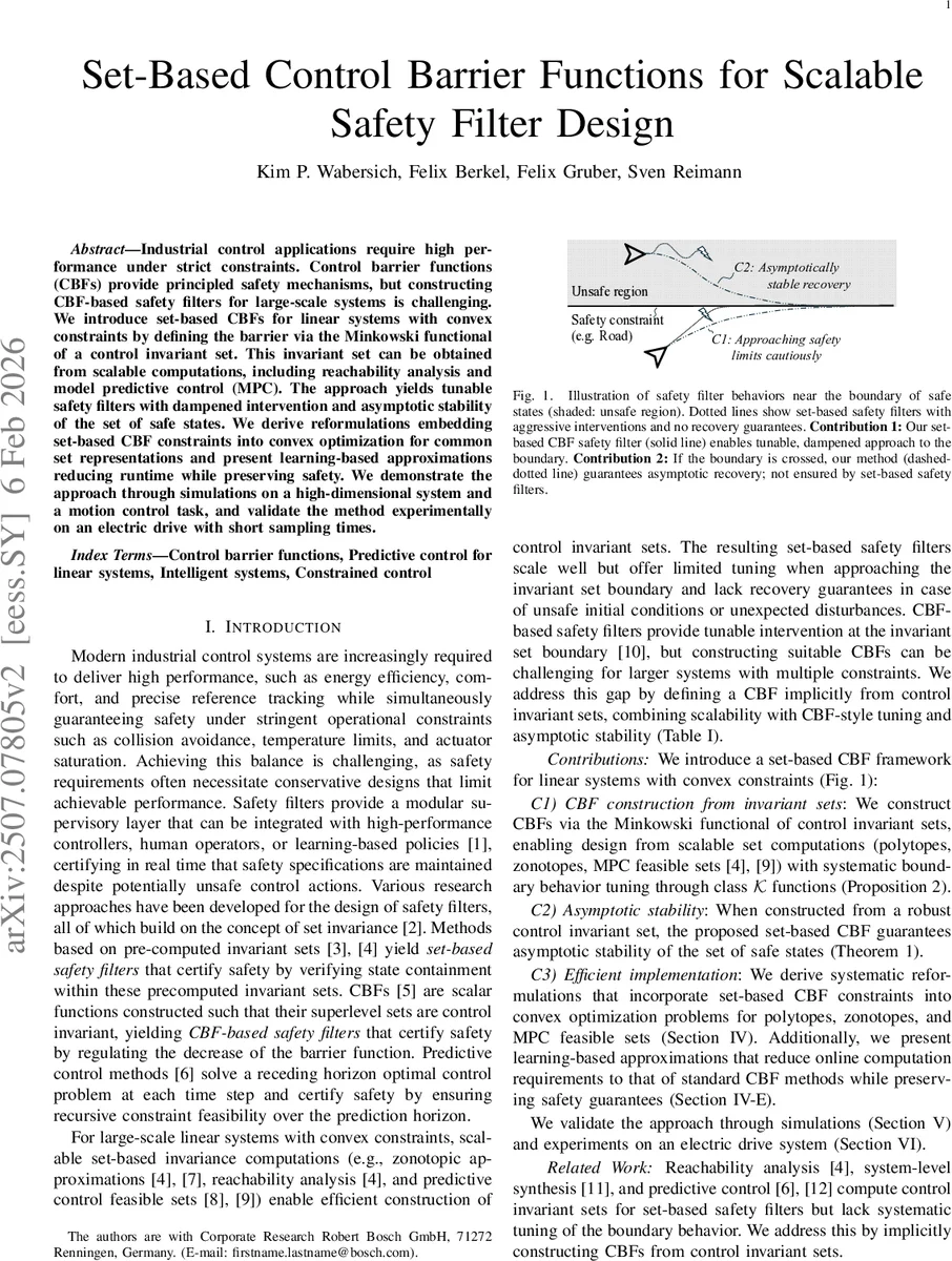 Set-Based Control Barrier Functions for Scalable Safety Filter Design