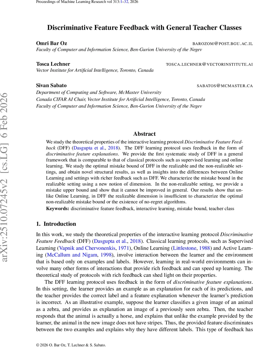Discriminative Feature Feedback with General Teacher Classes