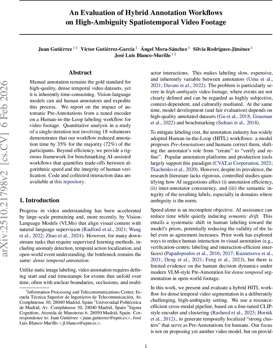 An Evaluation of Hybrid Annotation Workflows on High-Ambiguity Spatiotemporal Video Footage