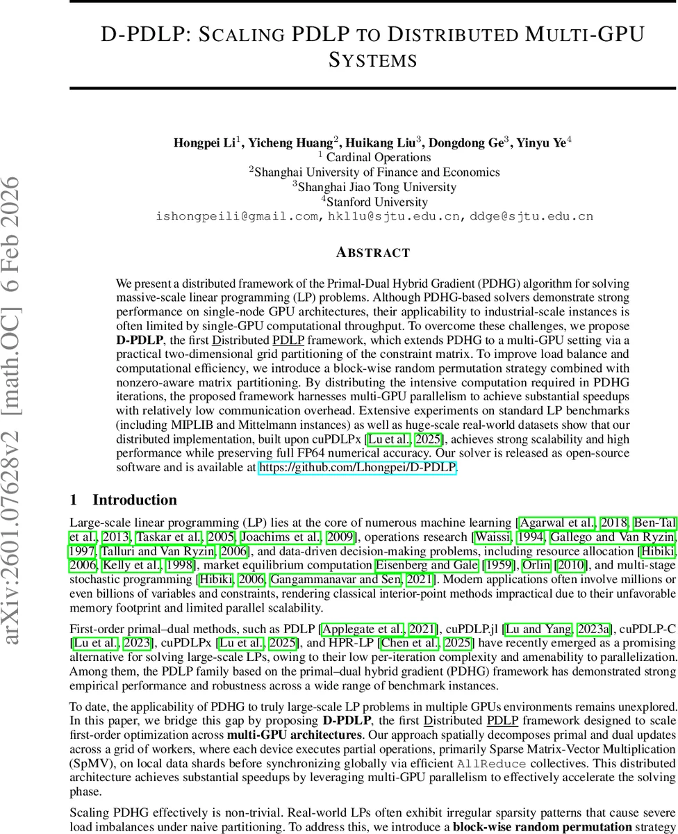 D-PDLP: Scaling PDLP to Distributed Multi-GPU Systems