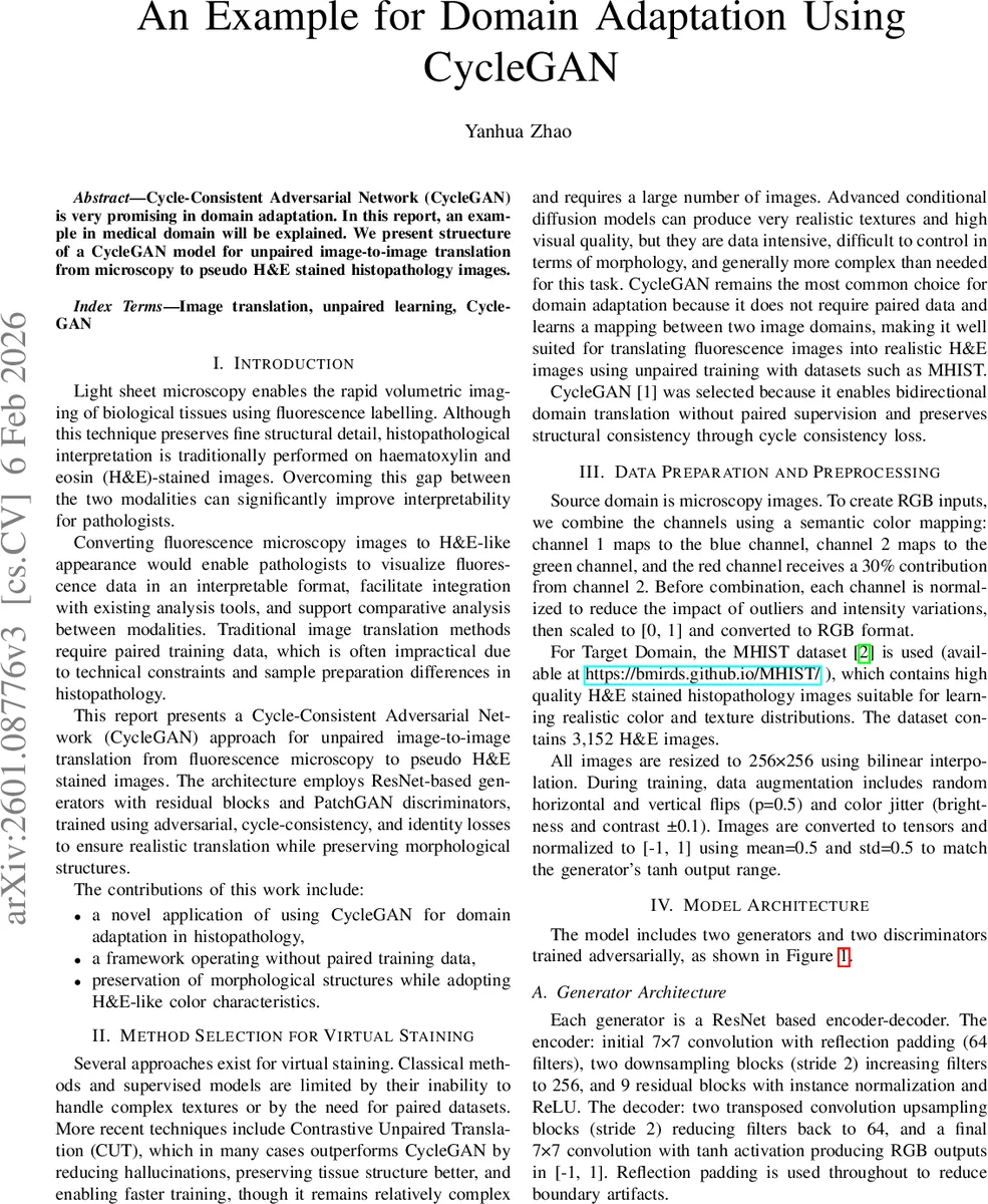 An Example for Domain Adaptation Using CycleGAN