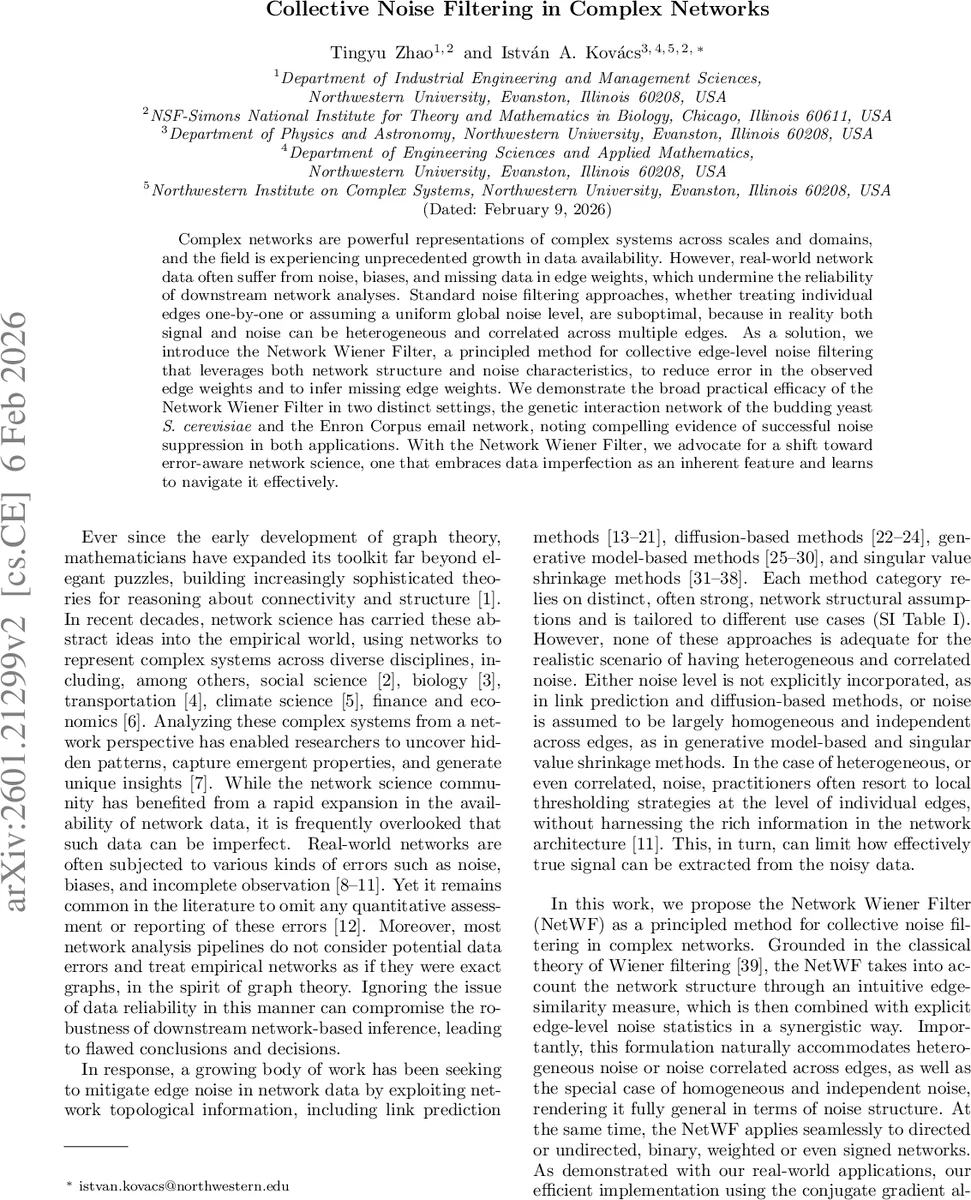Collective Noise Filtering in Complex Networks