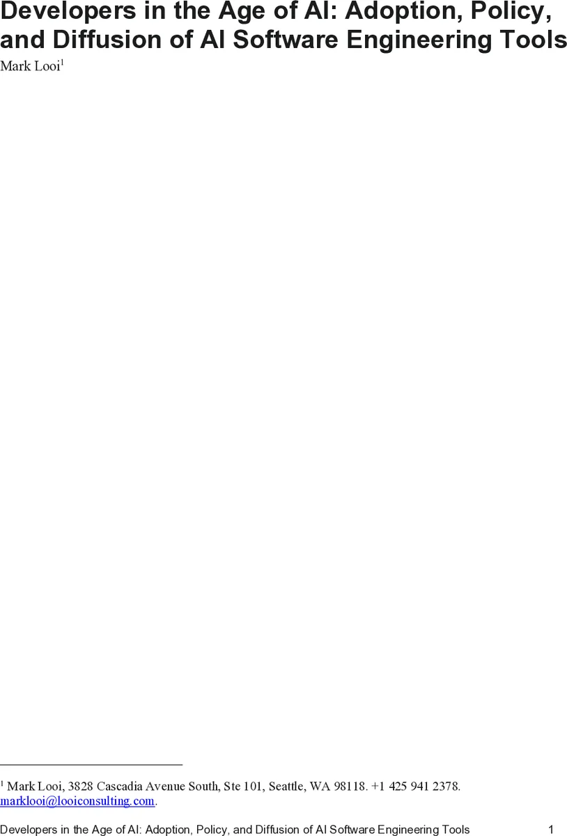 Developers in the Age of AI: Adoption, Policy, and Diffusion of AI Software Engineering Tools