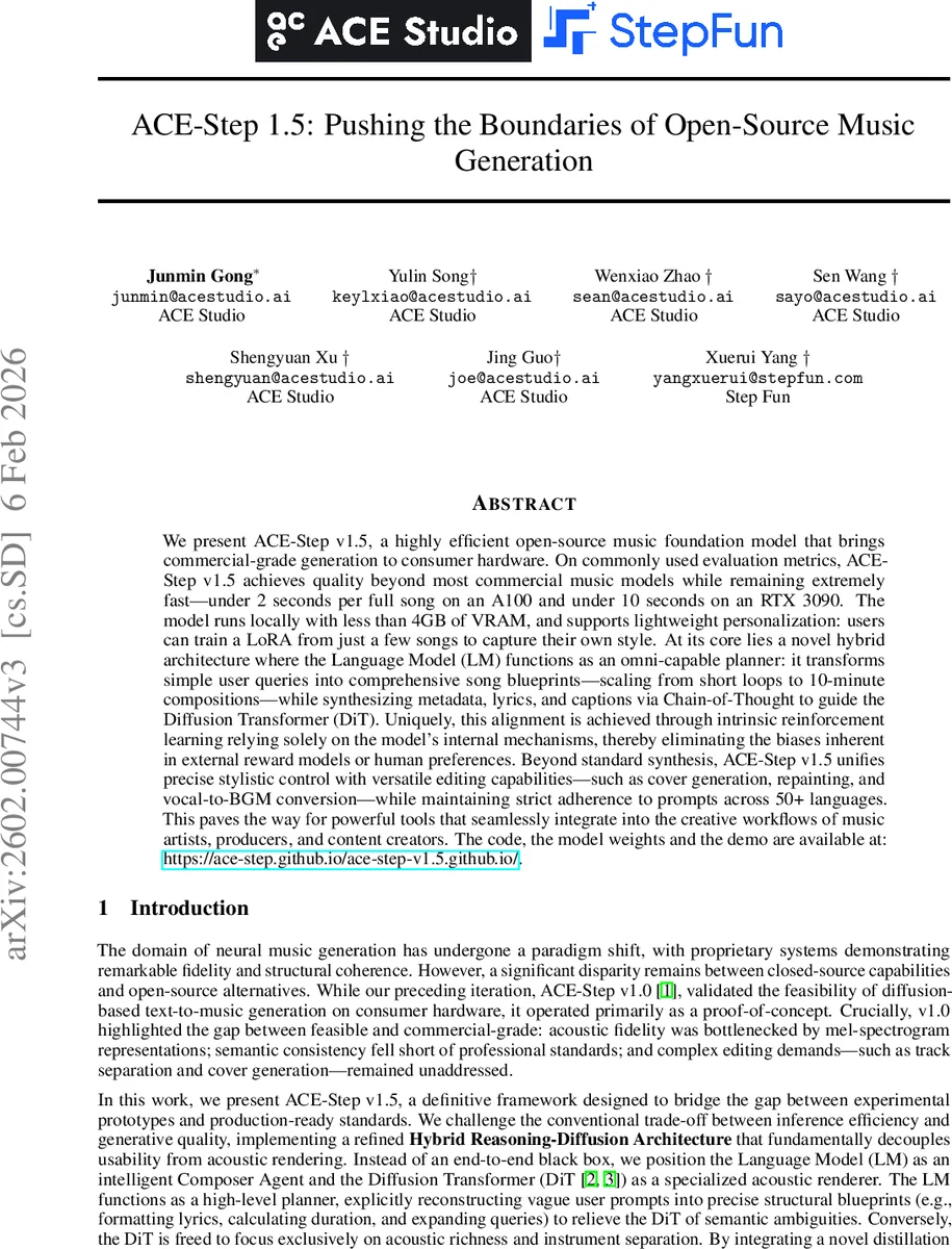 ACE-Step 1.5: Pushing the Boundaries of Open-Source Music Generation
