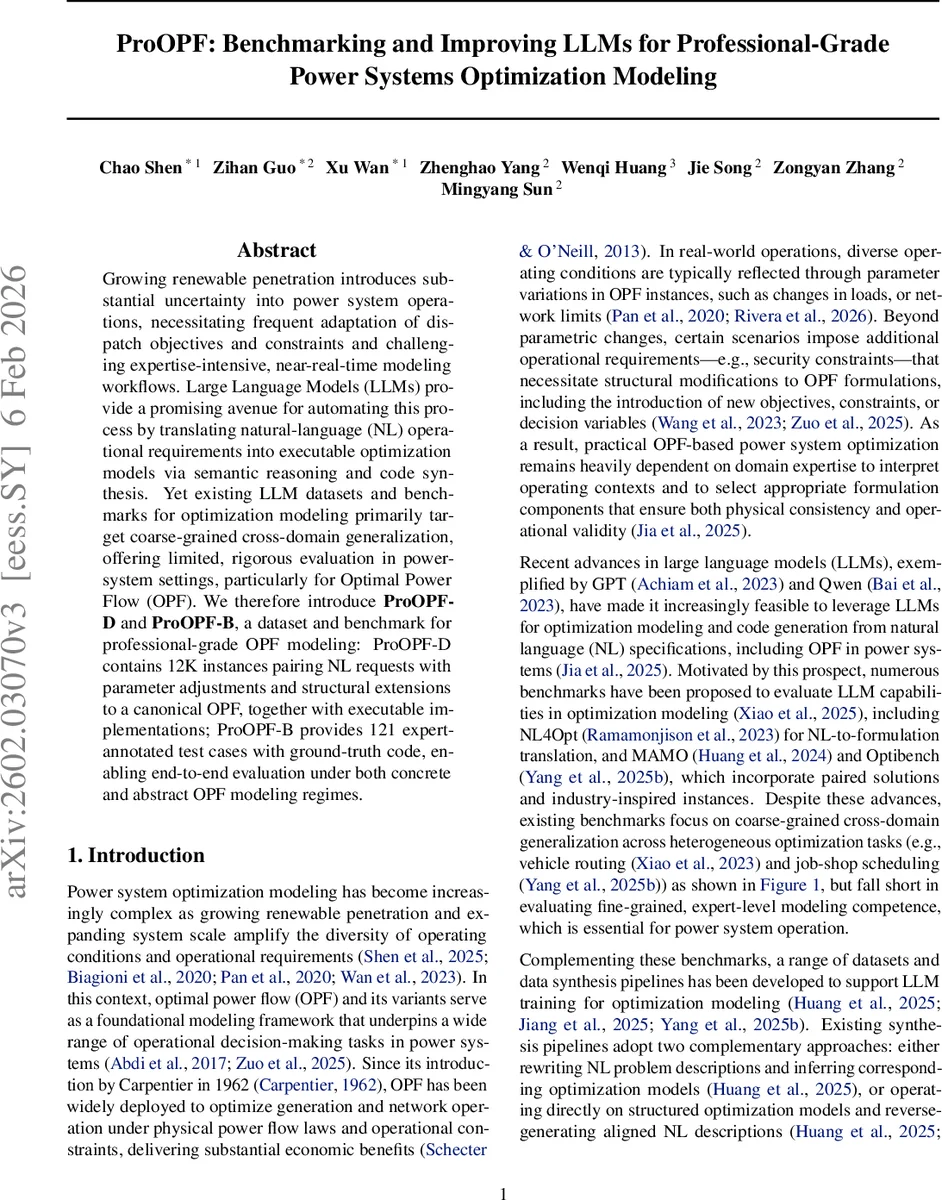 ProOPF: Benchmarking and Improving LLMs for Professional-Grade Power Systems Optimization Modeling