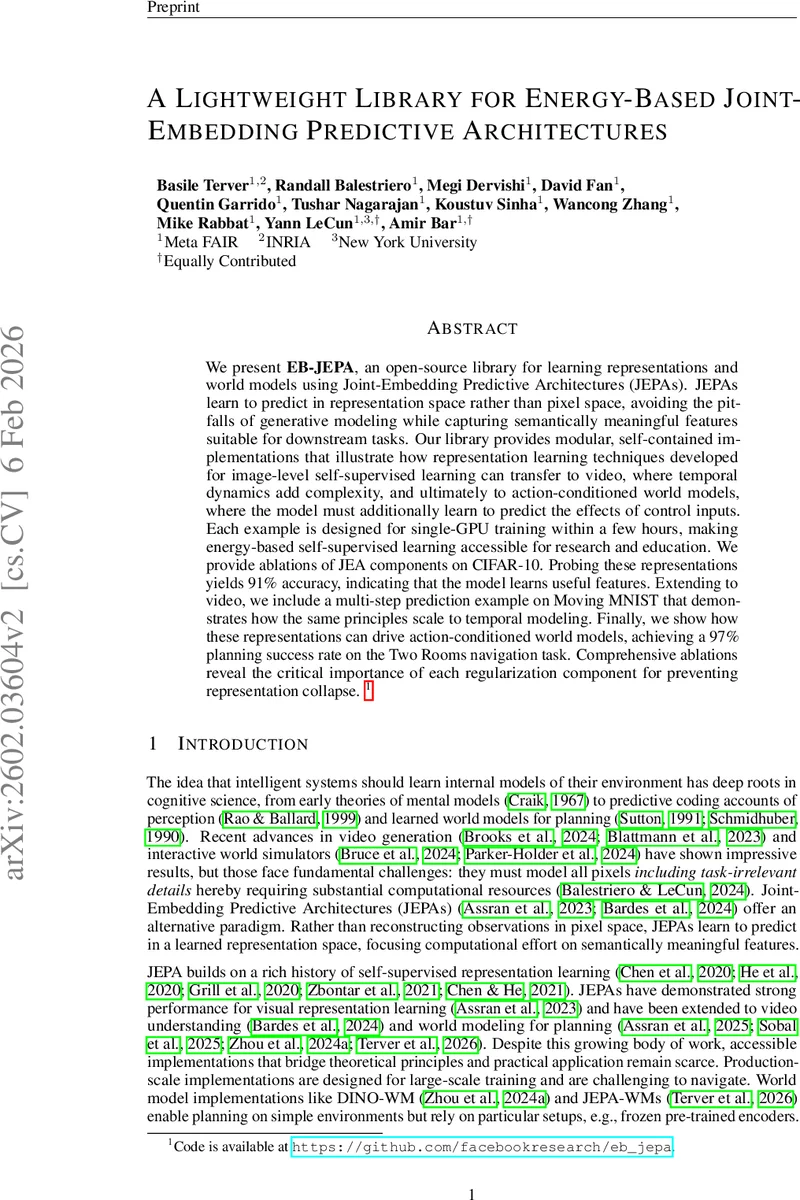 A Lightweight Library for Energy-Based Joint-Embedding Predictive Architectures