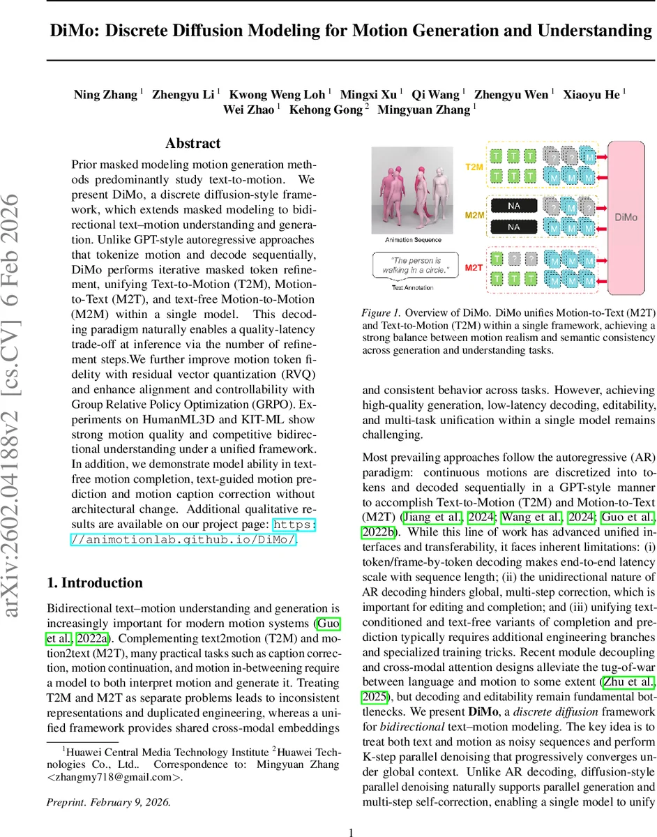 DiMo: Discrete Diffusion Modeling for Motion Generation and Understanding