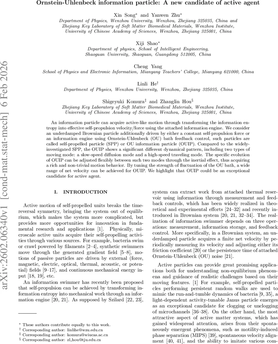 Ornstein-Uhlenbeck information particle: A new candidate of active agent
