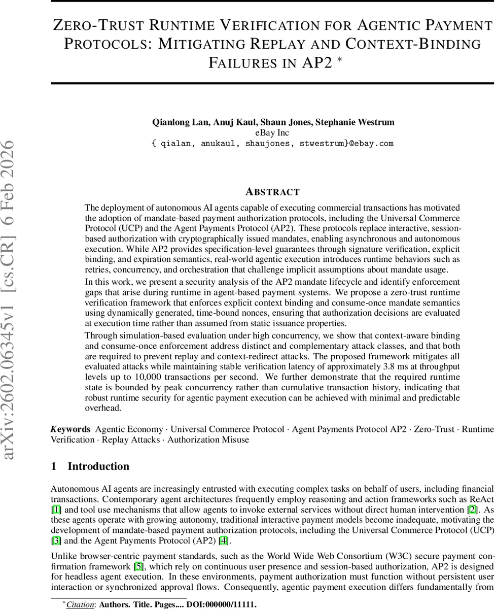 Zero-Trust Runtime Verification for Agentic Payment Protocols: Mitigating Replay and Context-Binding Failures in AP2