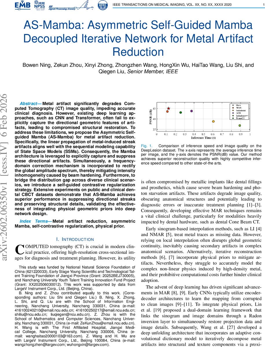 AS-Mamba: Asymmetric Self-Guided Mamba Decoupled Iterative Network for Metal Artifact Reduction