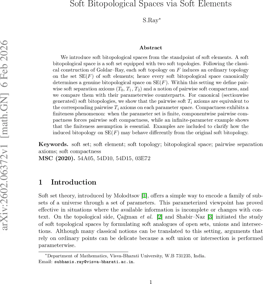 Soft Bitopological Spaces via Soft Elements