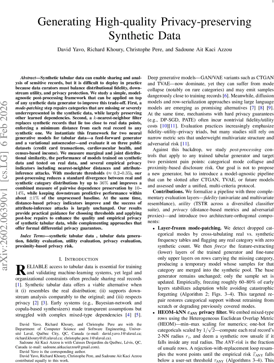 Generating High-quality Privacy-preserving Synthetic Data