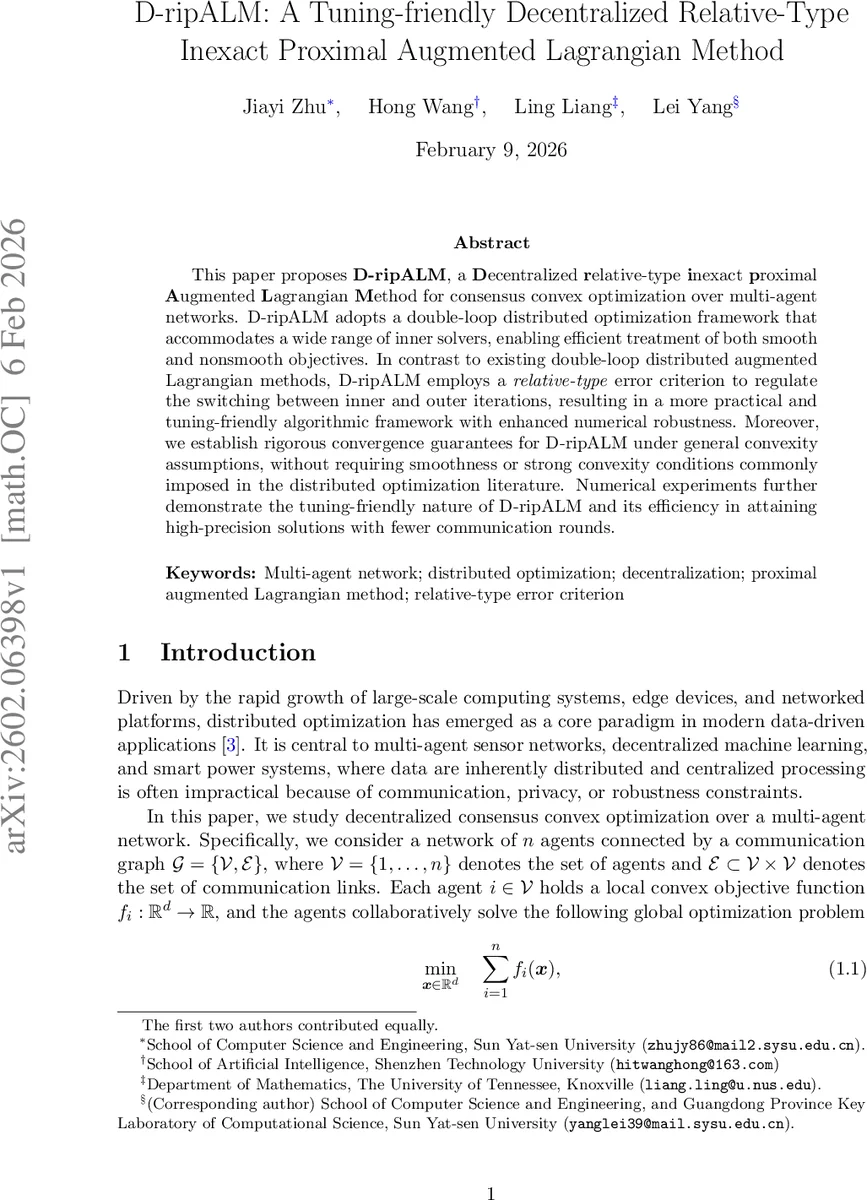 D-ripALM: A Tuning-friendly Decentralized Relative-Type Inexact Proximal Augmented Lagrangian Method
