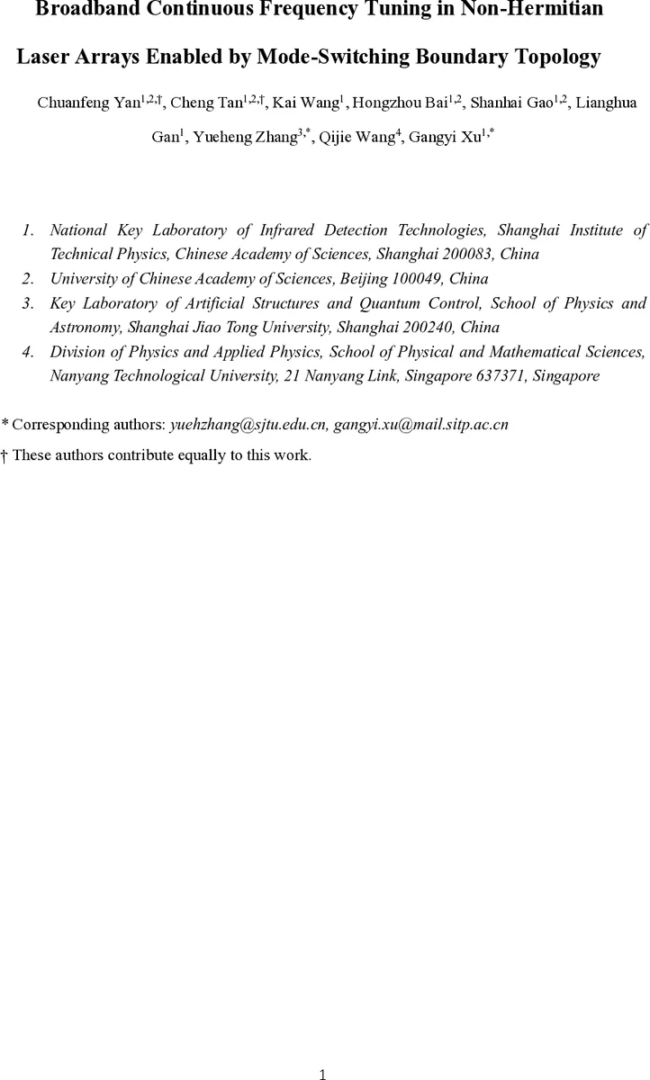 Broadband Continuous Frequency Tuning in Non-Hermitian Laser Arrays Enabled by Mode-Switching Boundary Topology