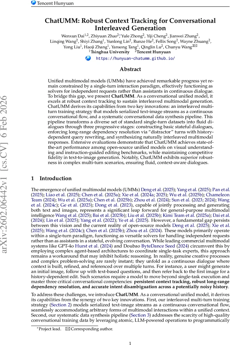 ChatUMM: Robust Context Tracking for Conversational Interleaved Generation