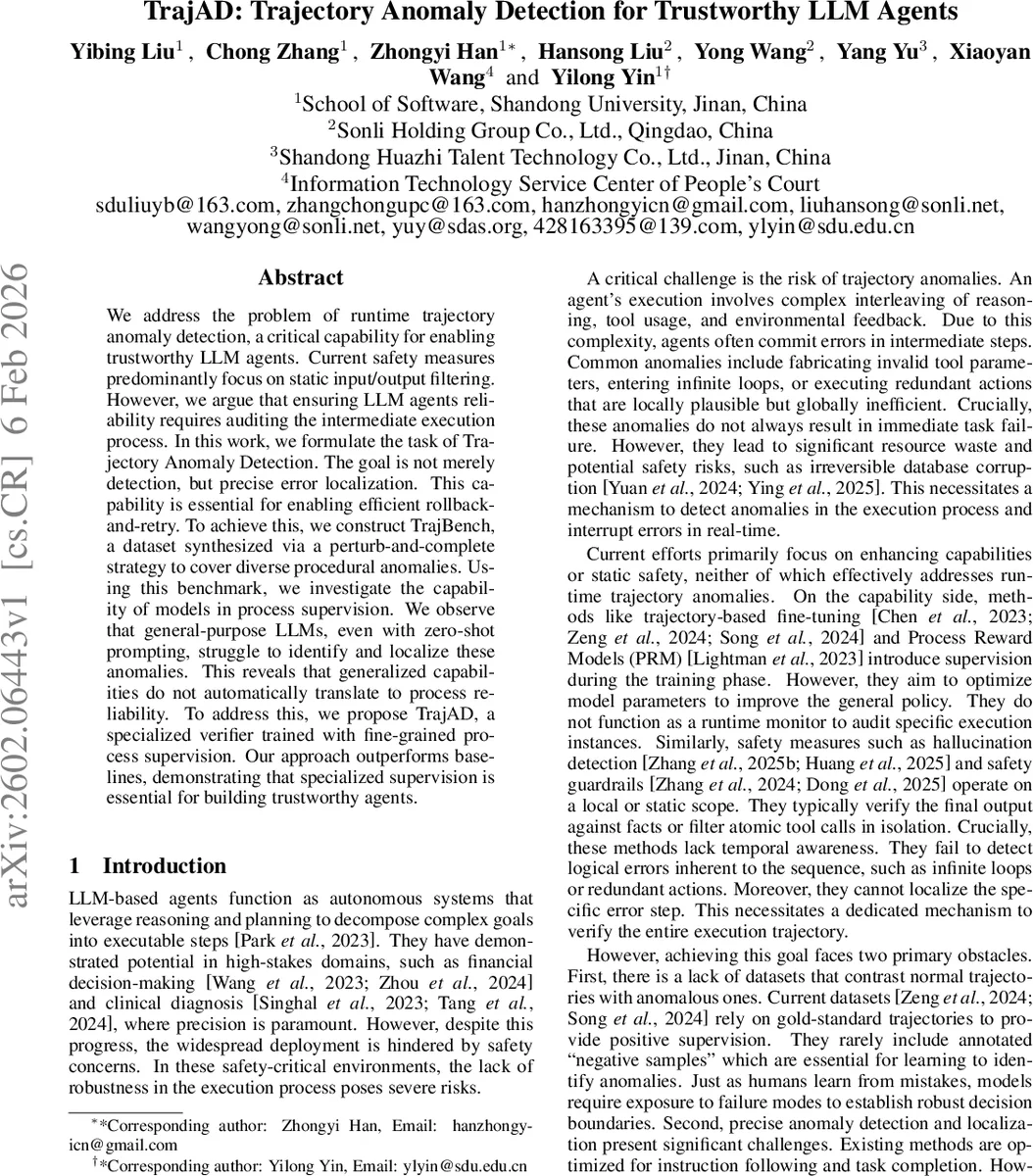 TrajAD: Trajectory Anomaly Detection for Trustworthy LLM Agents