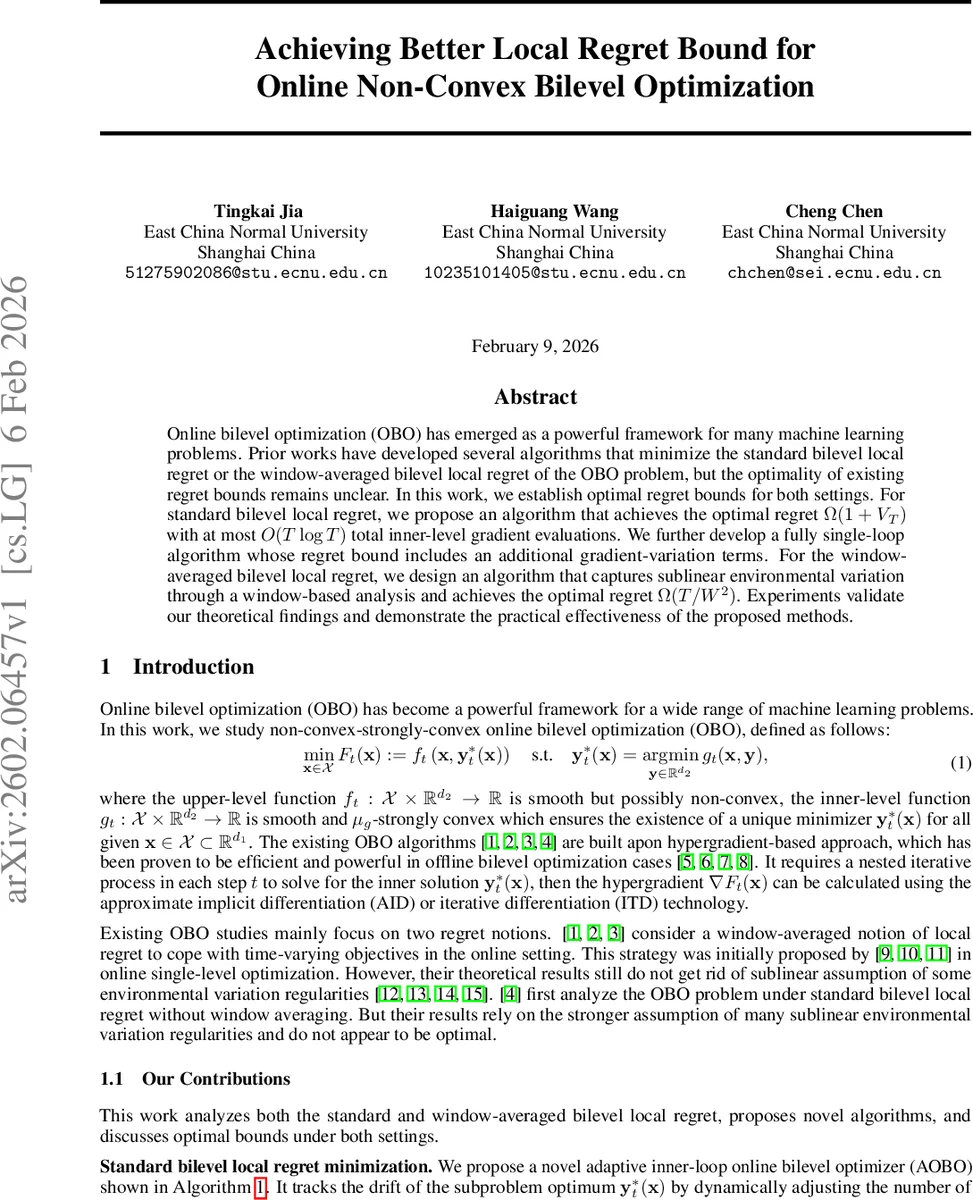 Achieving Better Local Regret Bound for Online Non-Convex Bilevel Optimization
